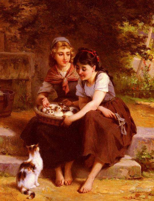 Deux Filles Avec Un Panier De Chatons [Two Girls With A Basket Of Kittens]

Painting Reproductions