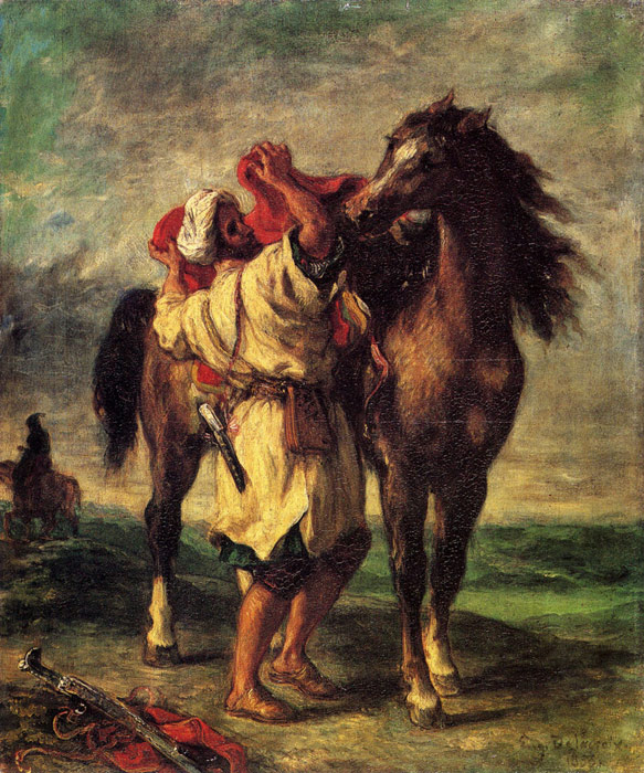 A Moroccan Saddling A Horse, 1855

Painting Reproductions