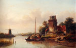 A River Landscape In Summer With A Moored Haybarge By A Fortified Farmhouse
Art Reproductions