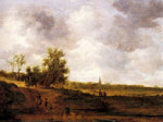 A rural landscape with peasants and a drover by a track, a village beyond
Art Reproductions