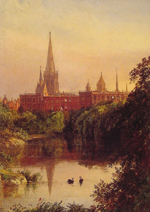 A View in Central Park - The Spire of Dr. Hall's Church in the Distance, 1880

Painting Reproductions