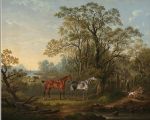 The favourite hunters of Mrs Robert Townley Parker of Cuerden Hall, Lancashire in a wooded coastal landscape , 1819
Art Reproductions