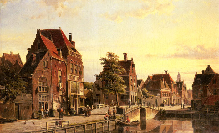 Figures by a Canal in a Dutch Town

Painting Reproductions