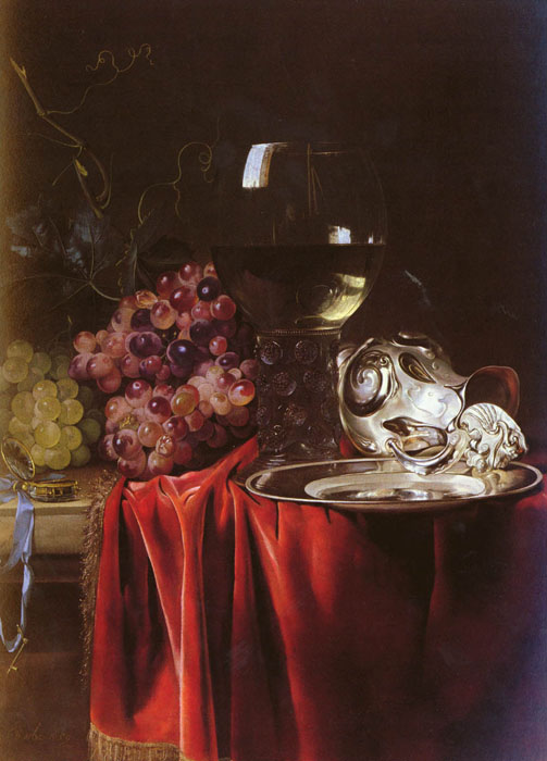 A Still Life of Grapes, a Roemer, a Silver Ewer and a Plate, 1659

Painting Reproductions