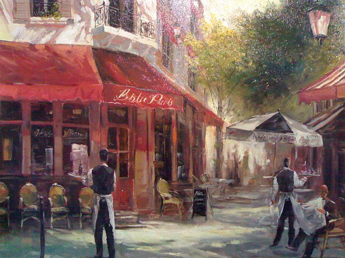 Landscape, Paris Cafe Painting