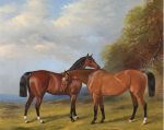 Two bay hunters in a landscape , 1860
Art Reproductions
