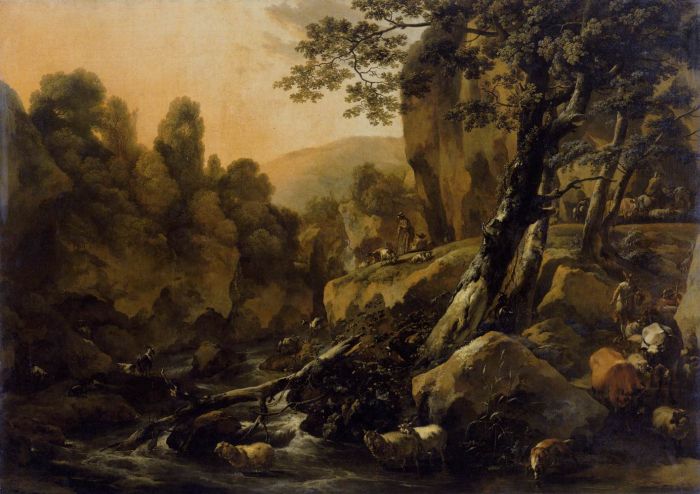 Herdsmen and Herds at a Waterfall, 1665

Painting Reproductions