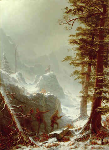 Three Hunters Stalking a Big Horn Sheep in a Snow Squall, 1880

Painting Reproductions
