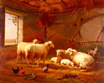 Sheep With Chickens And A Goat In A Barn, 1877
Art Reproductions