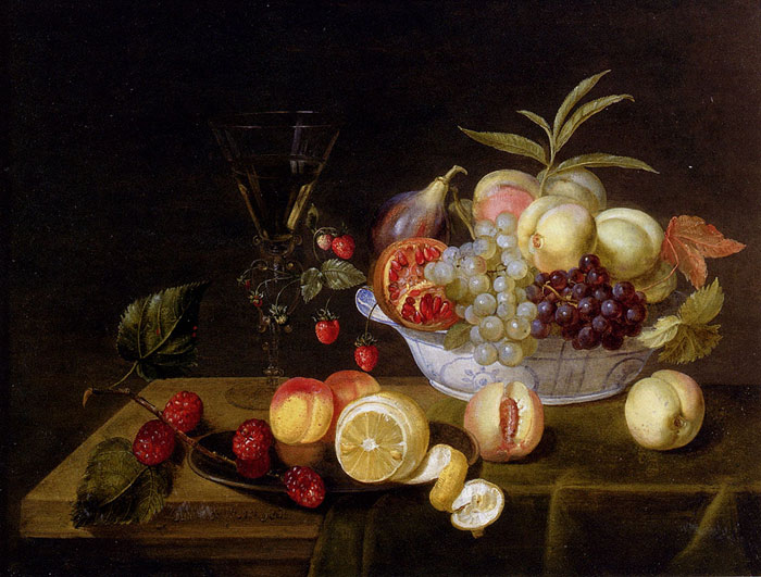 A Still Life Of A Pie And Sliced Lemon On Pewter Dishes, A Vase Of Flowers, A Glass Of Beer And A Wine Glass Upon A Part

Painting Reproductions