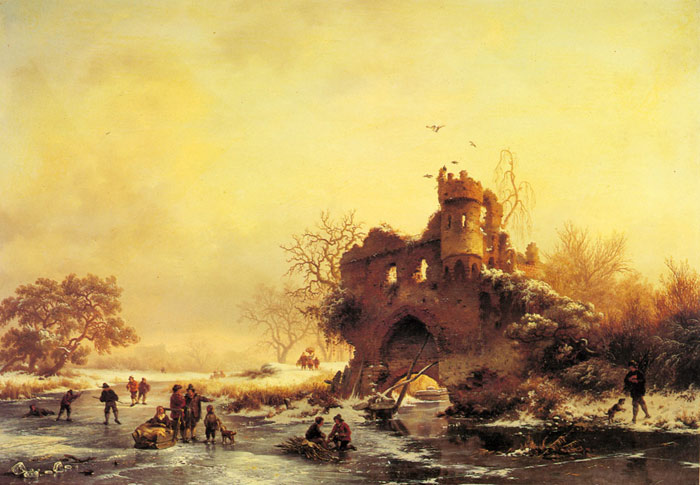 Winter Landscape with Skaters on a Frozen River beside Castle Ruins

Painting Reproductions