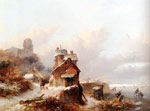 A Winterlandscape with a Horserider On A Track Passing A Farmhouse, Skaters On The Ice Beyond, 1845
Art Reproductions