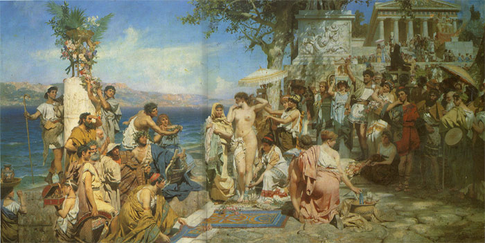 Phryne at the Festival of Poseidon in Eleusin, 1889

Painting Reproductions