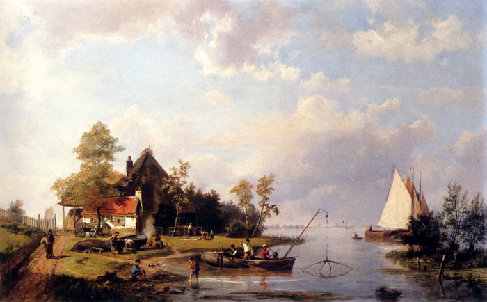 A River Landscape With A Ferry And Figures Mending A Boat

Painting Reproductions