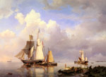 Vessels at Anchor in an Estuary with Fisherman hauling up their rowing boat in the Foreground, 1857
Art Reproductions