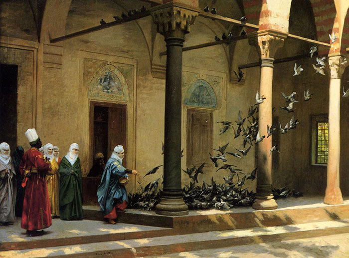 Harem Women Feeding Pigeons in a Courtyard , 1894	

Painting Reproductions