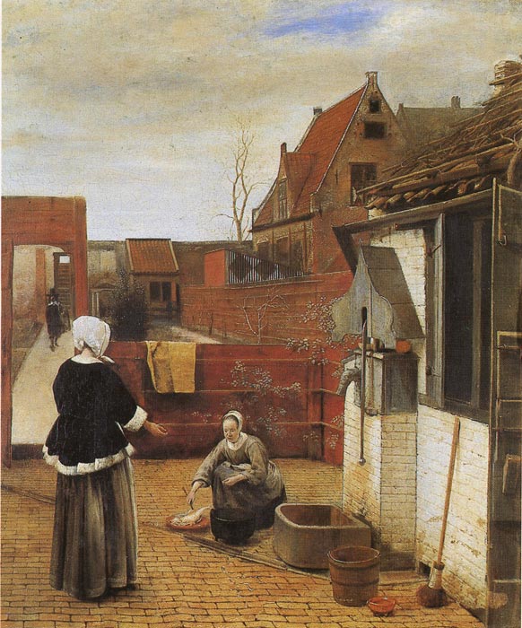 A Woman and Her Maid in the Courtyard, 1660

Painting Reproductions