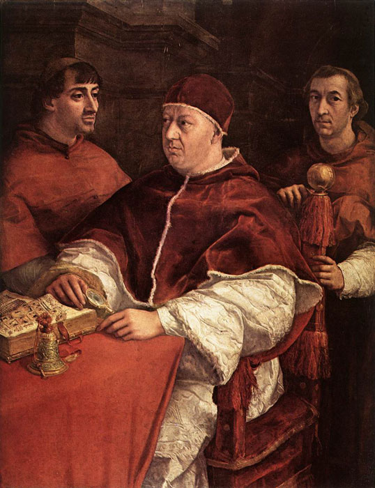Painting Pope Leo X with Cardinals Giulio de' Medici and Luigi de' Rossi, 1518-1519 Pope Leo X with Cardinals Giulio de' Medici and Luigi de' Rossi, 1518-1519
Painting Reproductions