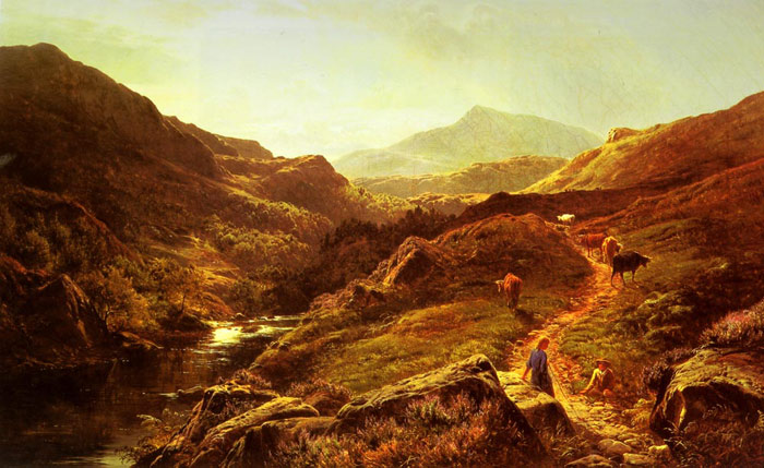 Moel Siabod from Glyn Lledr, with Figures and Cattle on a Riverside Path, 1867

Painting Reproductions