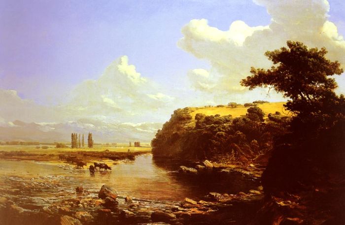 Cattle watering in a River Landscape, believed to be Chile, 1887

Painting Reproductions