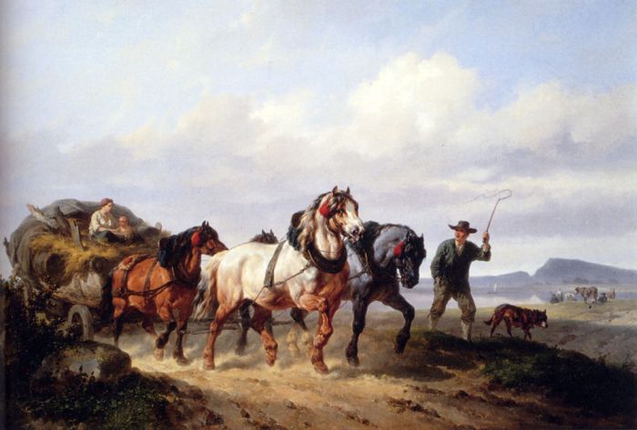 Horses Pulling A Hay Wagon In A Landscape

Painting Reproductions