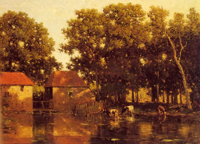 A Sunlit River Landscape With Cows Watering

Painting Reproductions